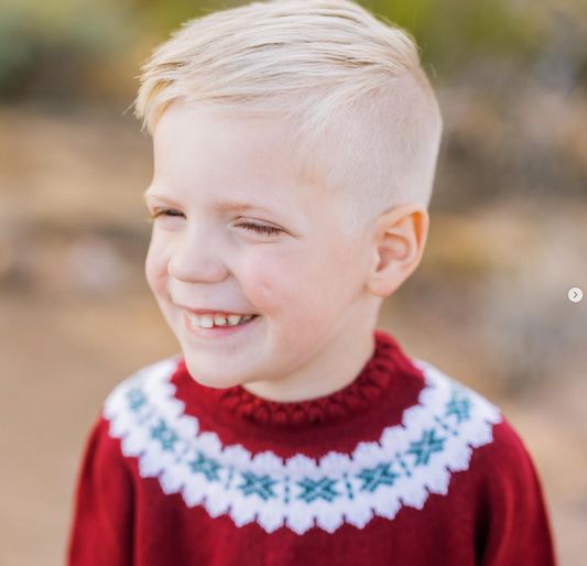 Garnet and Dark Green Fair Isle Crew Sweater