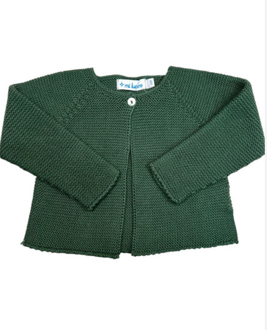 Dark Green One-Button Cardigan