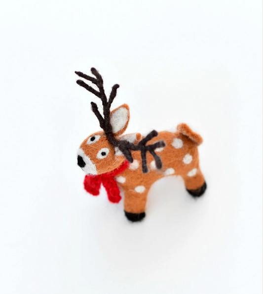 Felt Reindeer with Red Scarf
