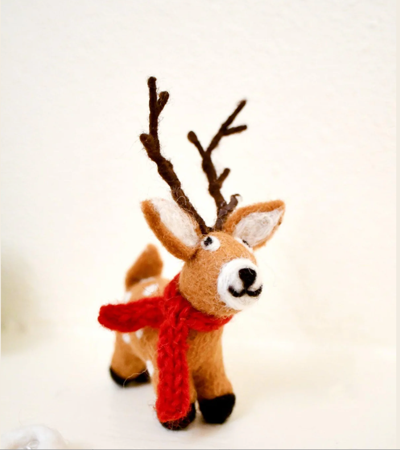 Felt Reindeer with Red Scarf