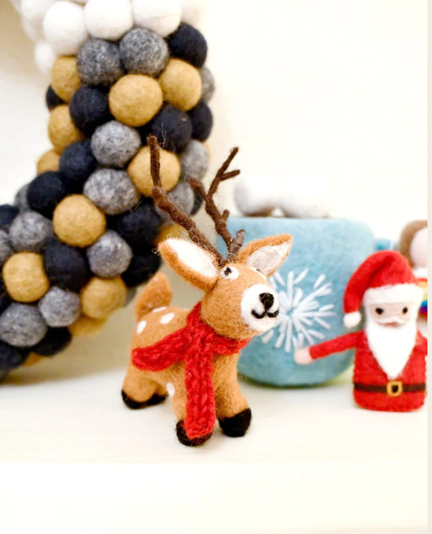 Felt Reindeer with Red Scarf