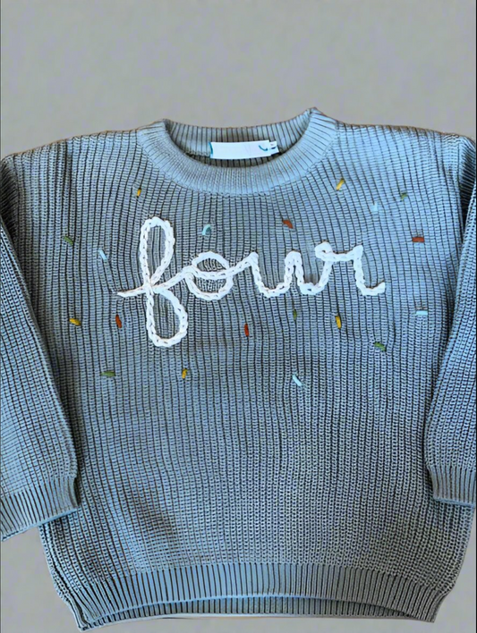 "FOUR" Birthday Sweater