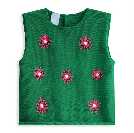 Applique Sleeveless Daisies Pullover