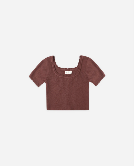 Burgundy Scalloped Tee