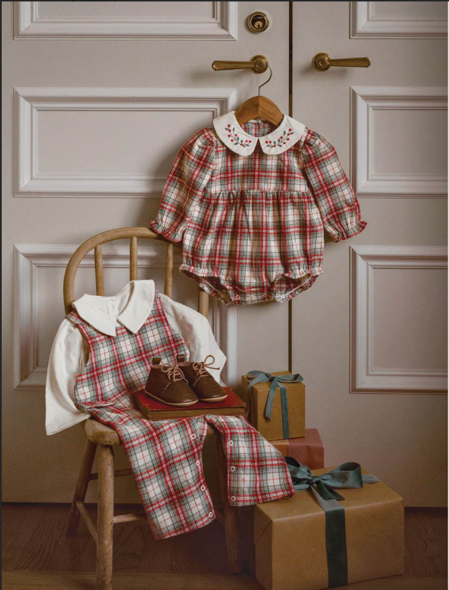 Winter Tartan Bubble with Embroidered Collar