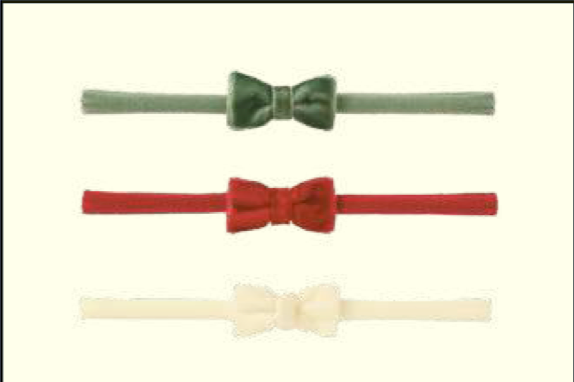 3-Pack Velvet Tuxedo Bows, 0-12M