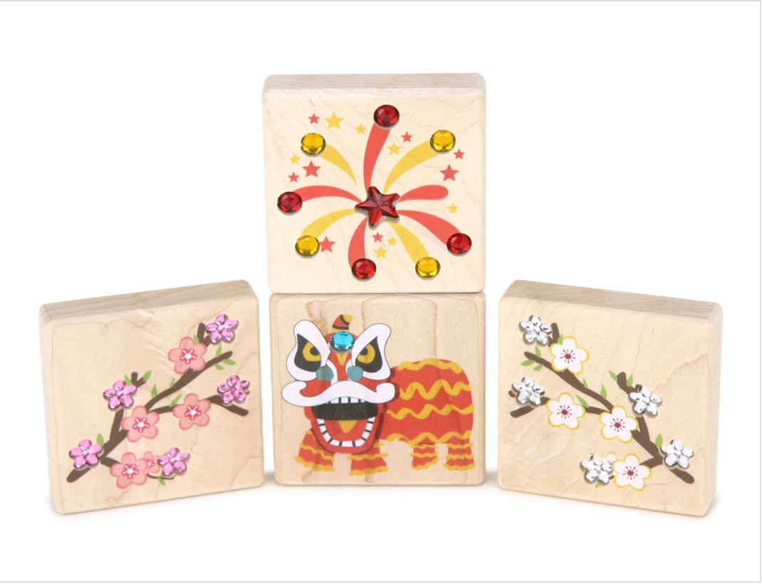 Lunar New Year 4 Pc Gem Block Set