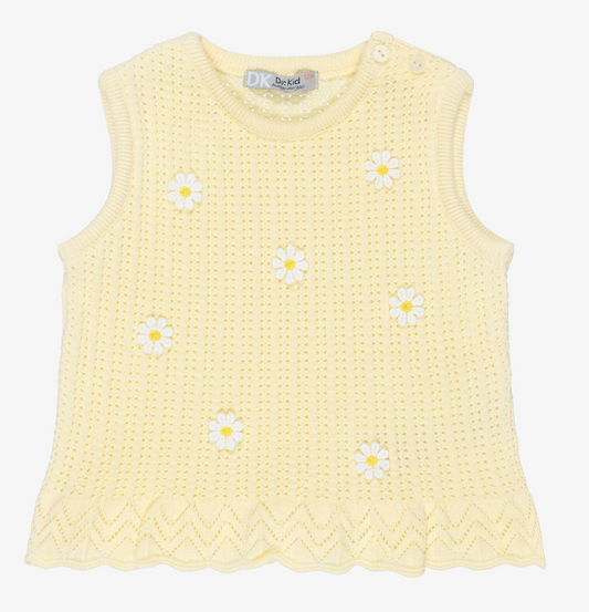 DK302 Yellow Knit Daisy Top