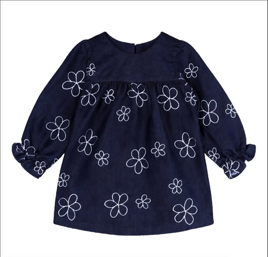 Navy  Petal Denim Dress