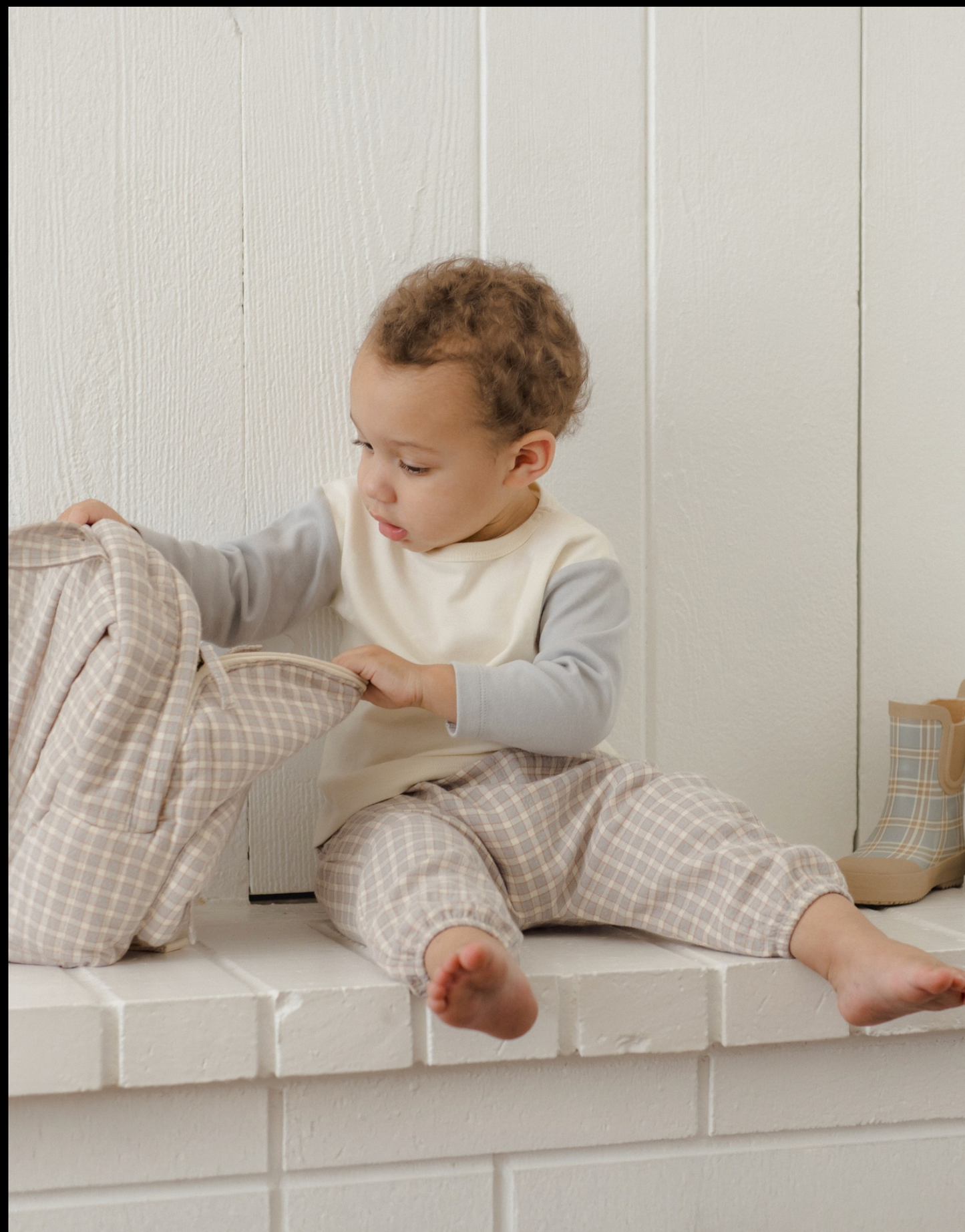 Woven Blue Gingham Pants