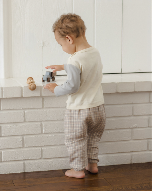 Woven Blue Gingham Pants
