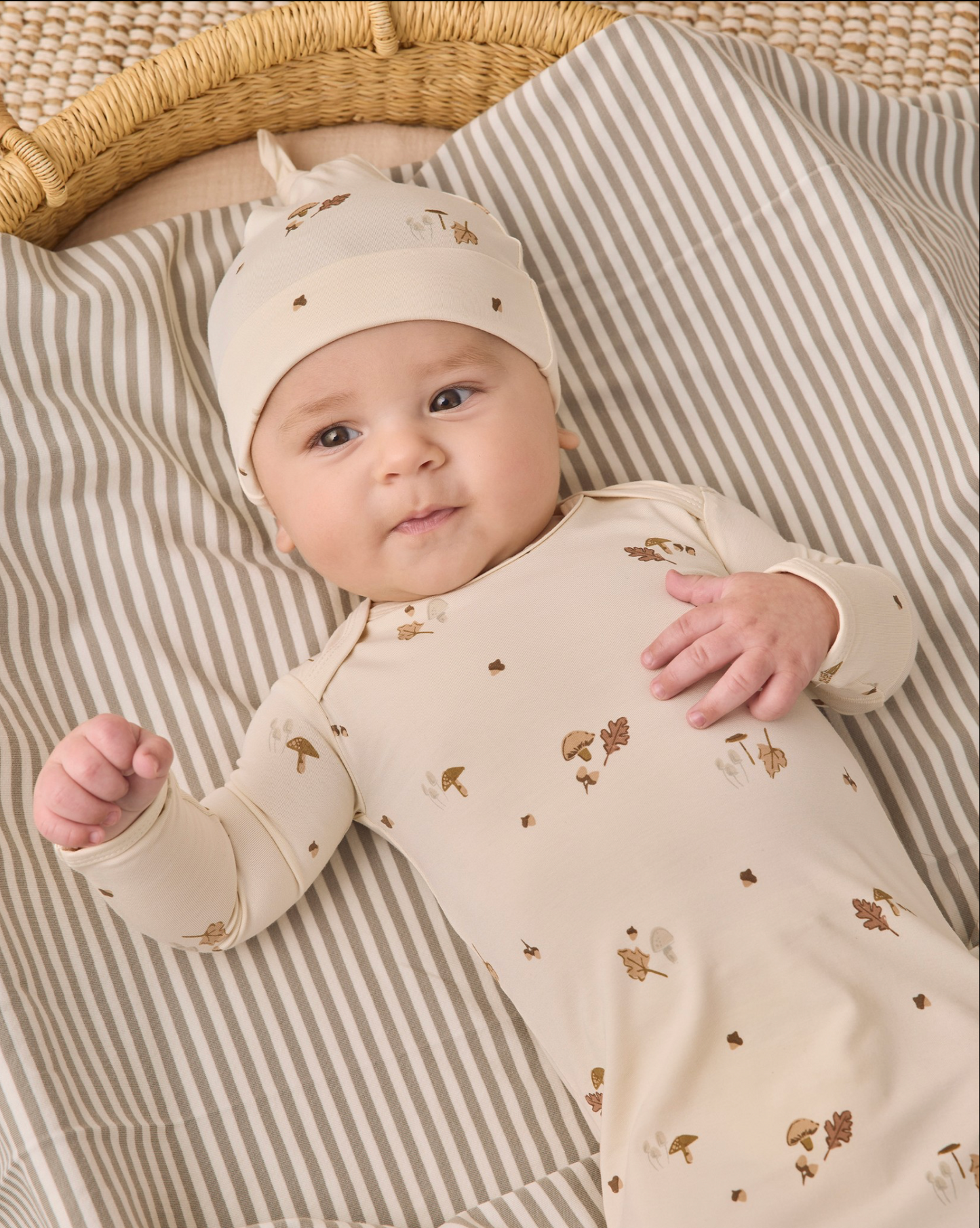 Woodland Bamboo Baby Gown & Hat Set