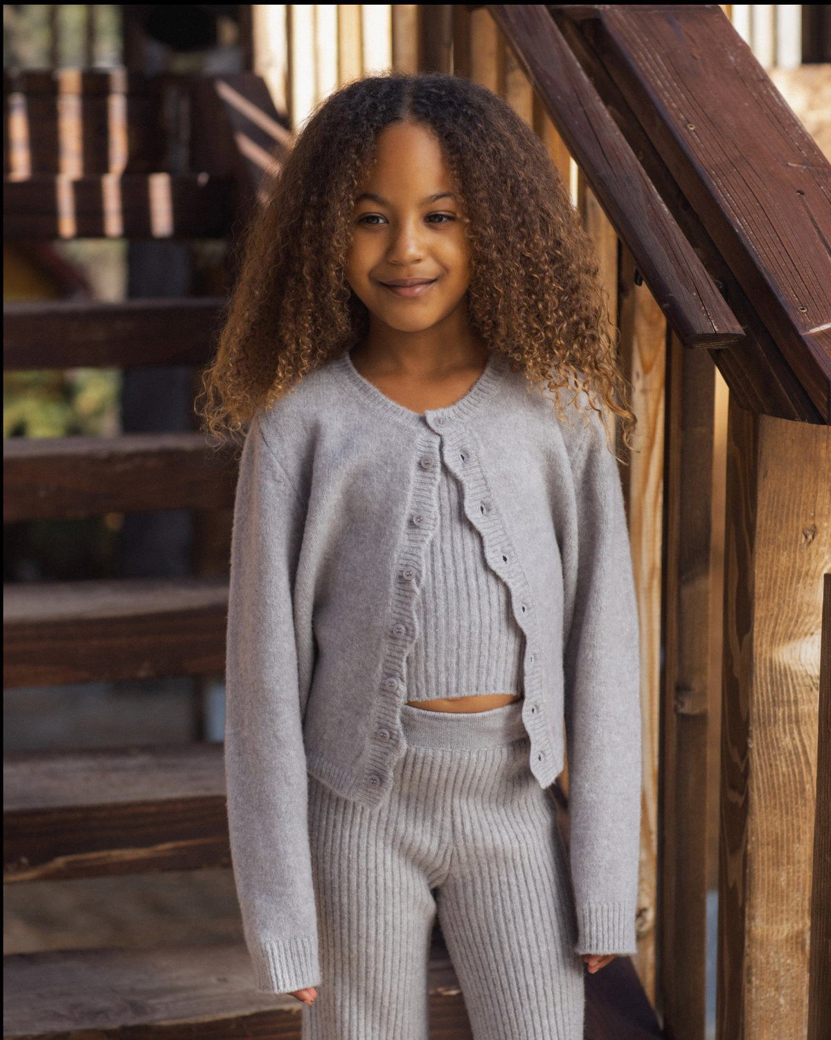 Dusty Blue Scallop Cardigan
