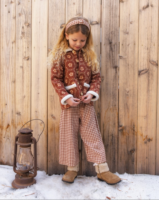 Brick Check Wide Leg Pants