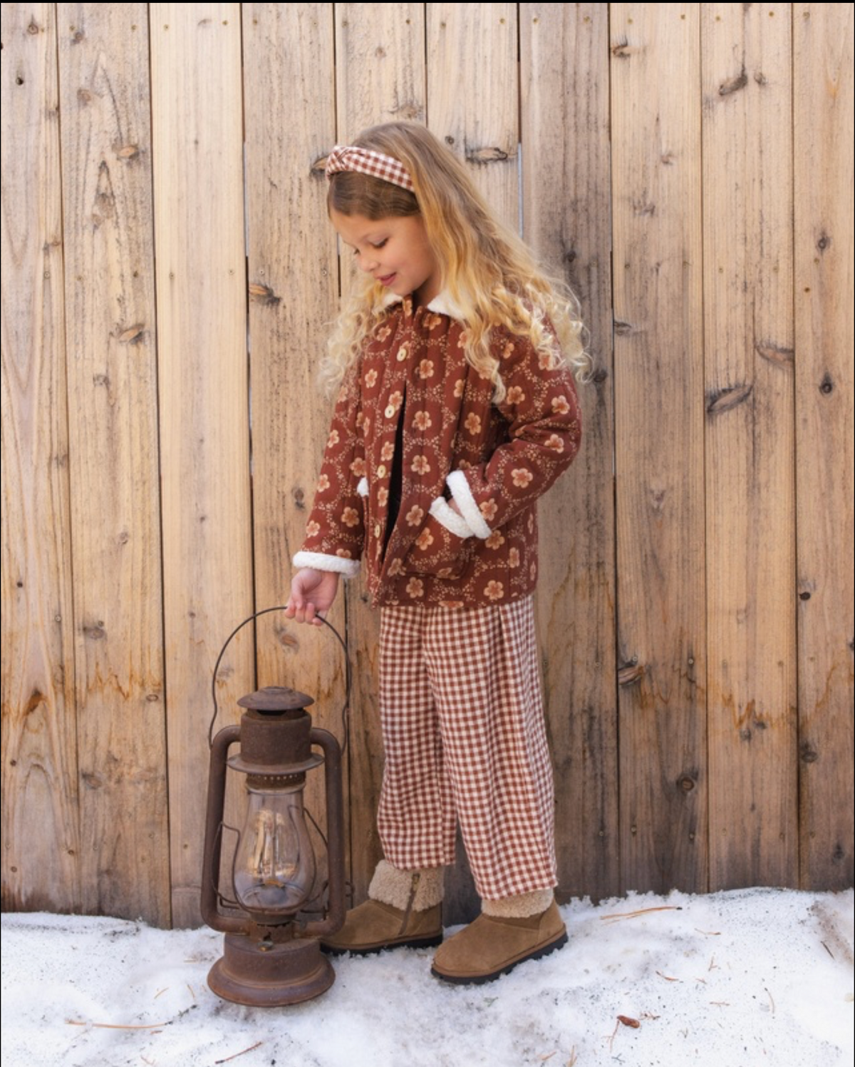 Brick Check Wide Leg Pants