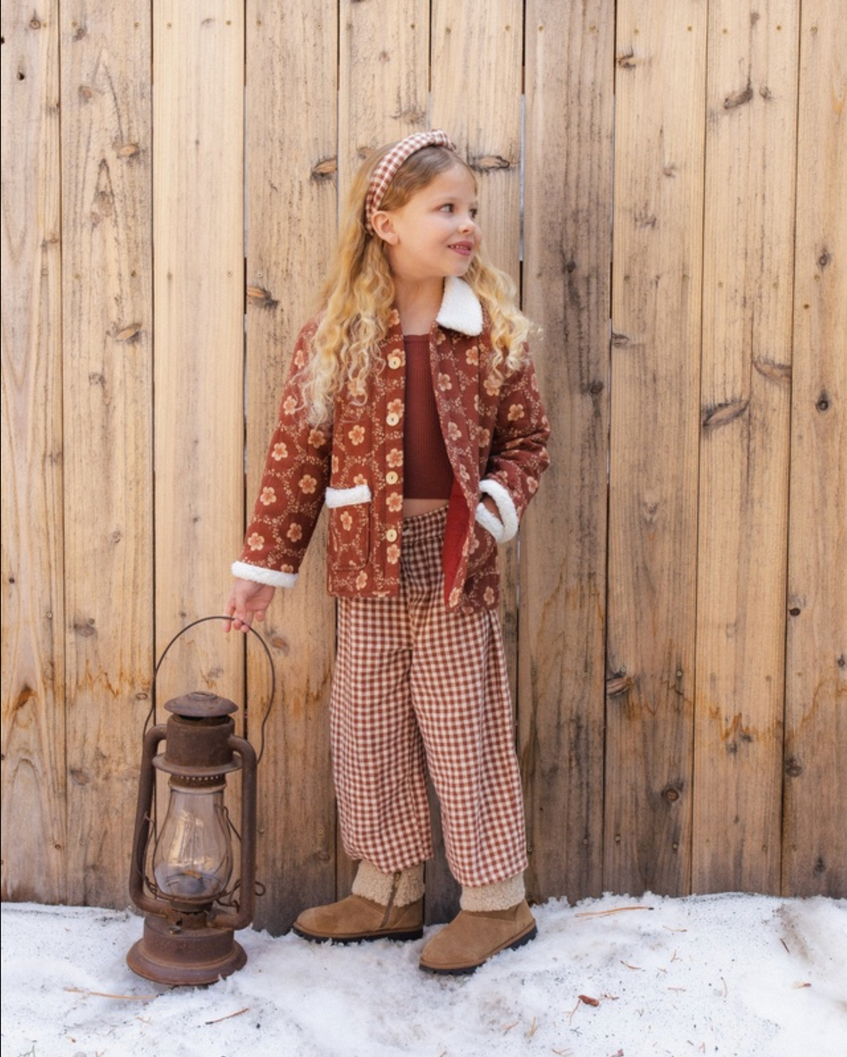 Brick Check Wide Leg Pants