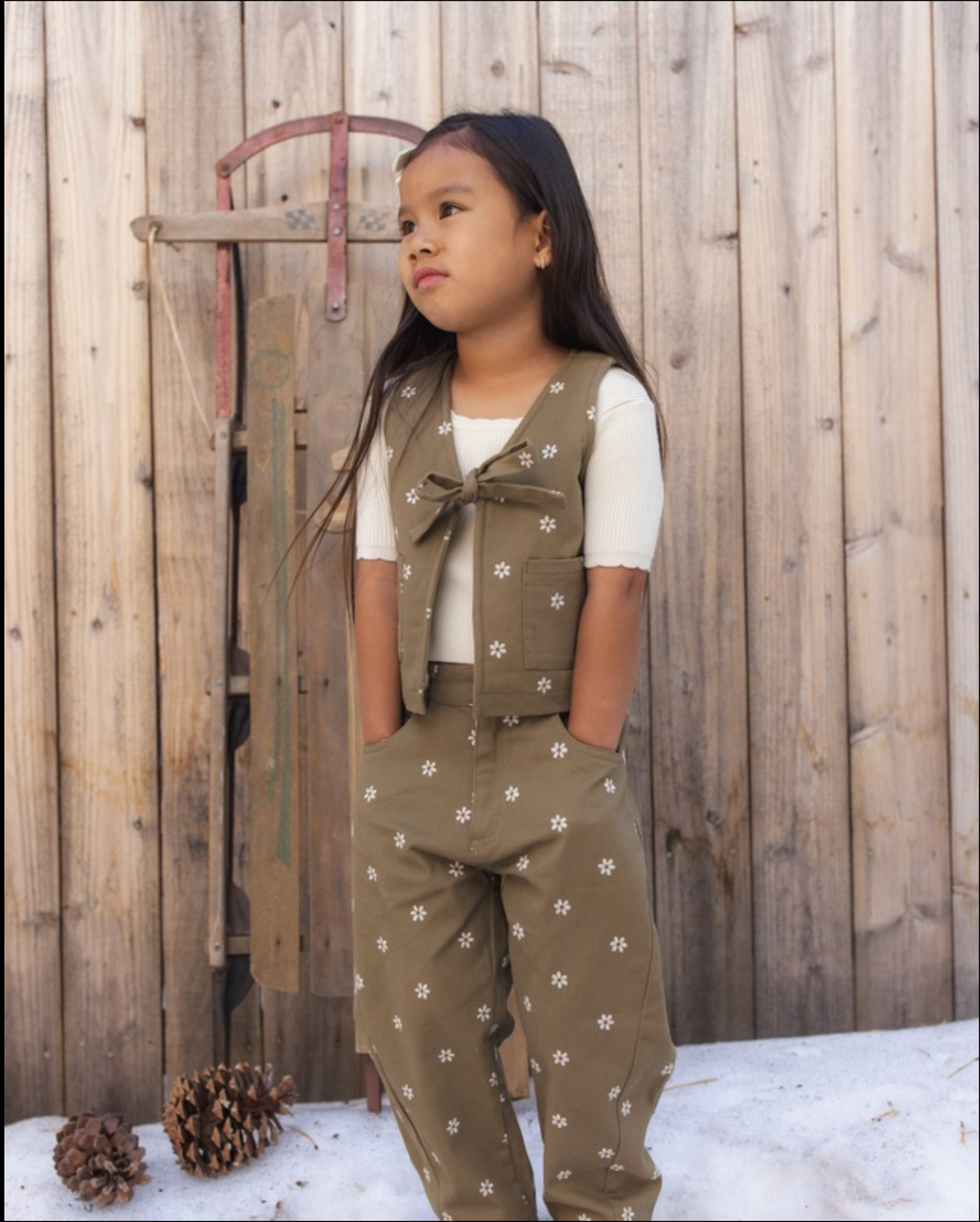 Embroidered Daisies Barrel Pants