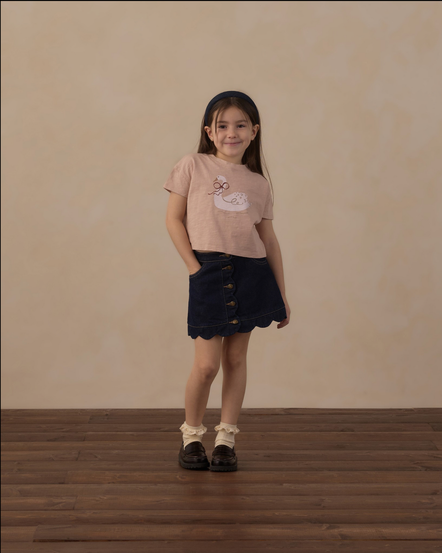 Dark Indigo Scallop Mini Skirt