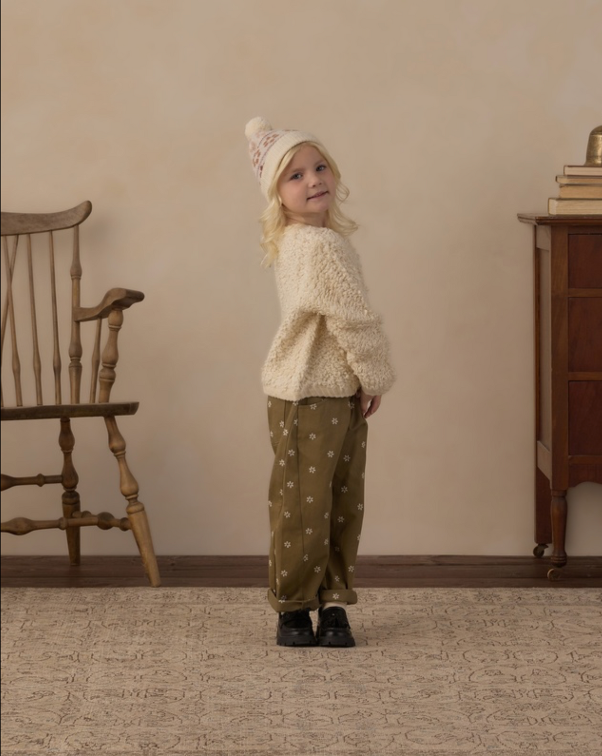 Embroidered Daisies Barrel Pants