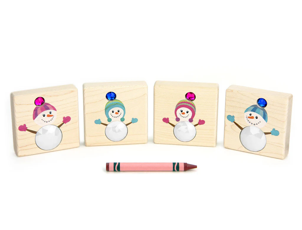 Snowman 4 Pc Gem Block Set