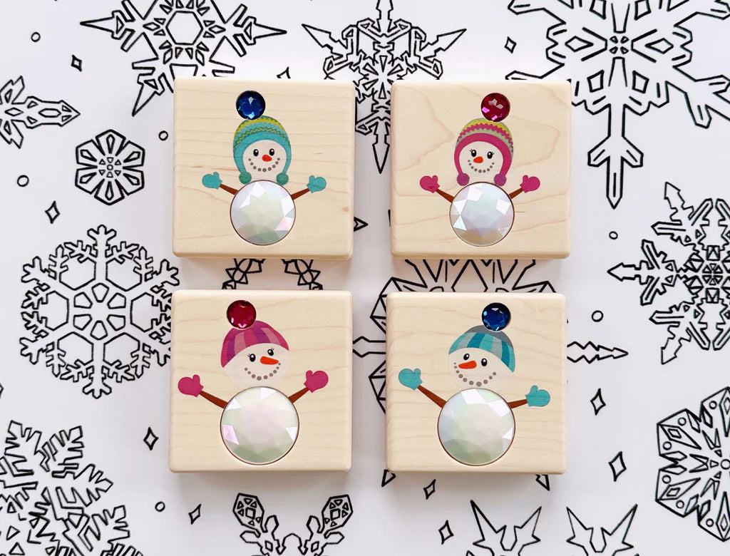 Snowman 4 Pc Gem Block Set