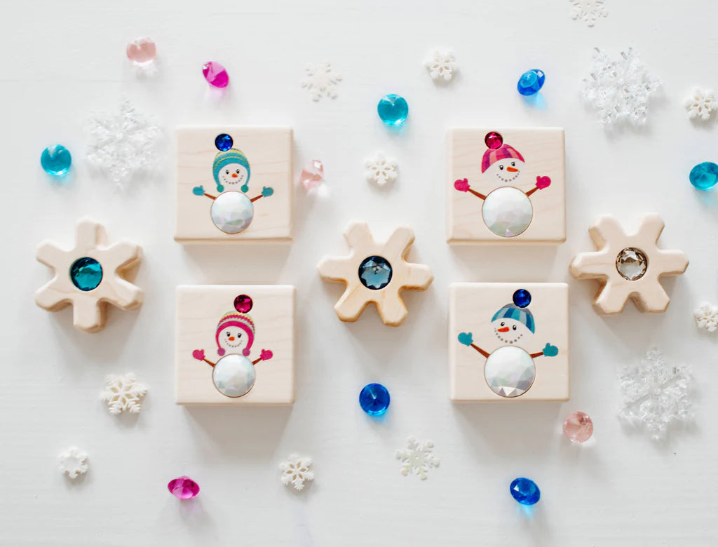 Snowman 4 Pc Gem Block Set