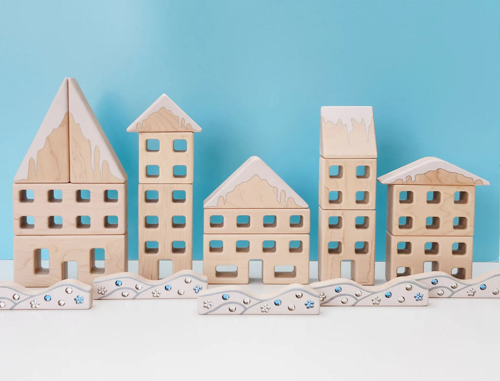 Snowy Roof Slant Building Blocks