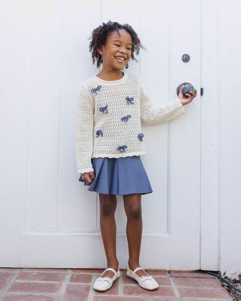 Crochet Knit Bows Pullover