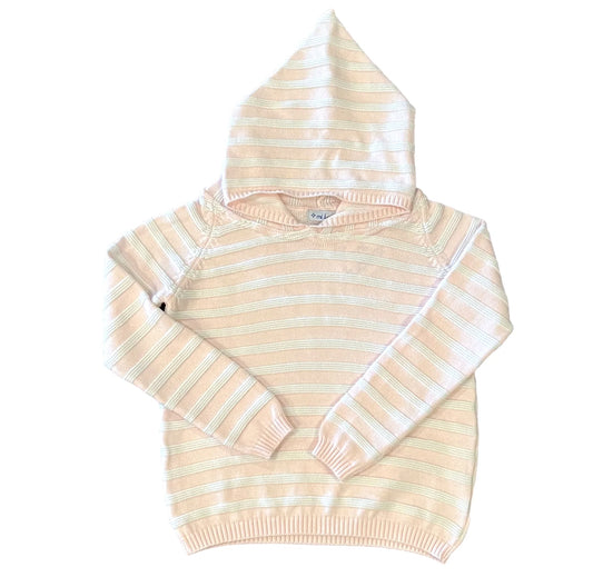 Striped Sweater w/Hood Pink