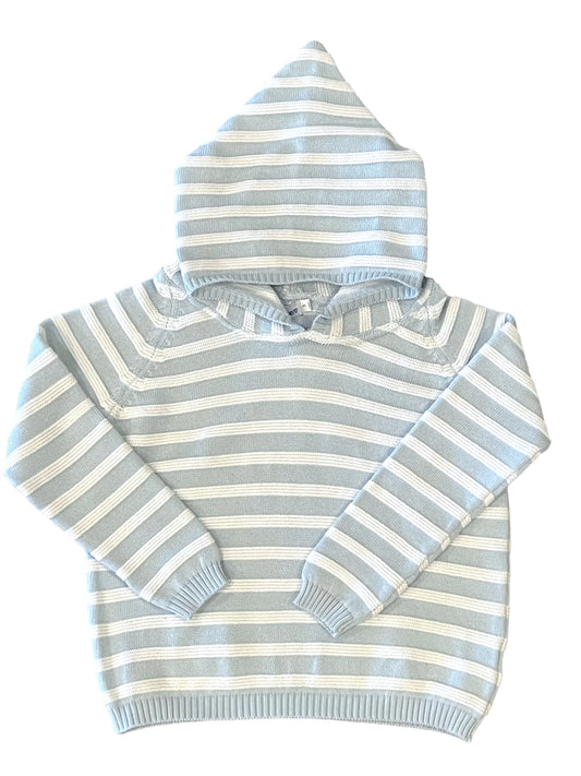 Striped Sweater w/Hood Light Blue