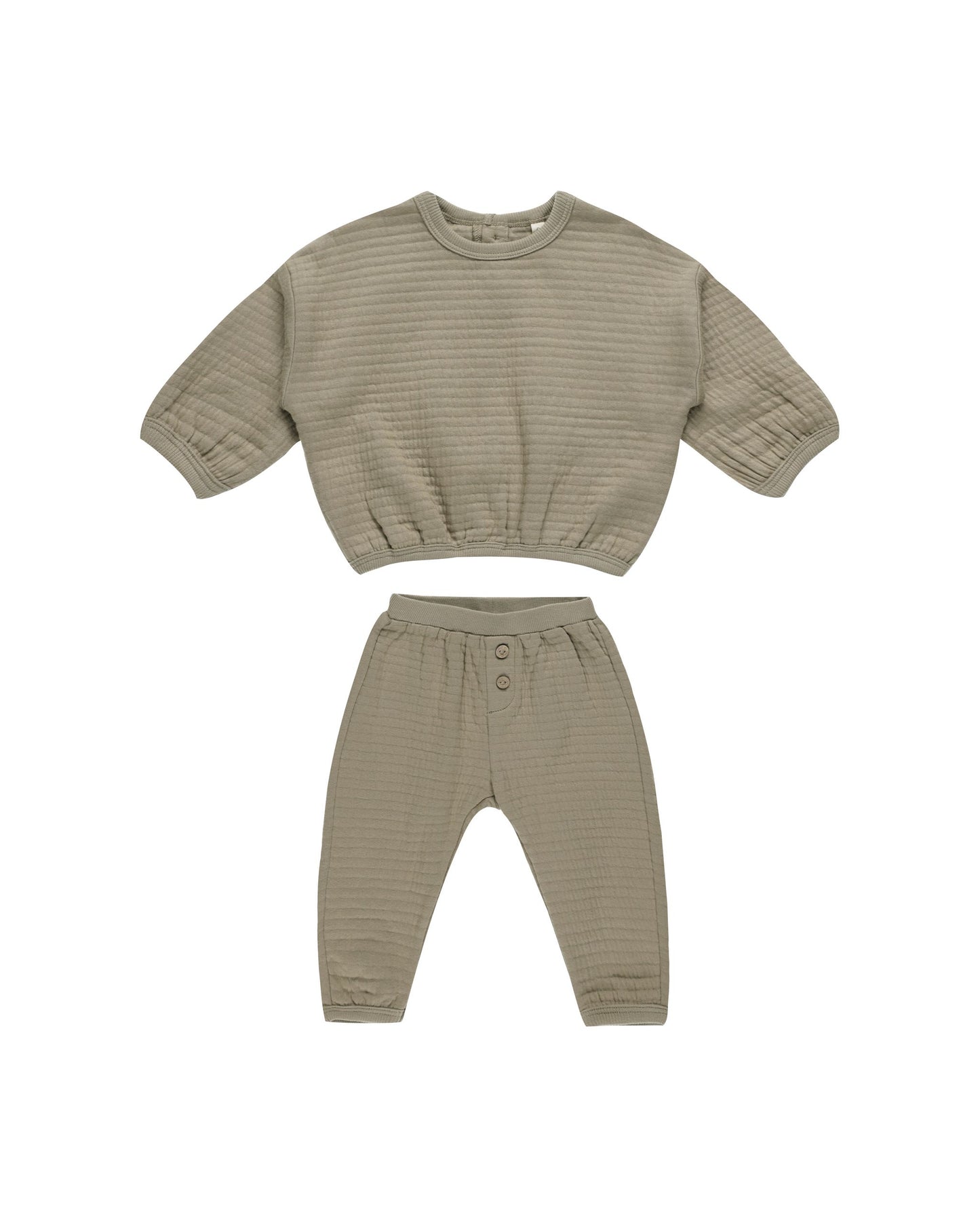 Olive Textured Sweat Suit