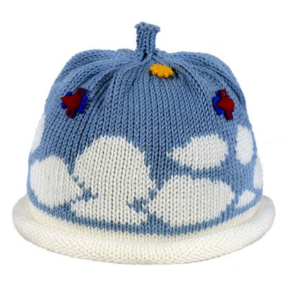 Clouds on White Roll Hat