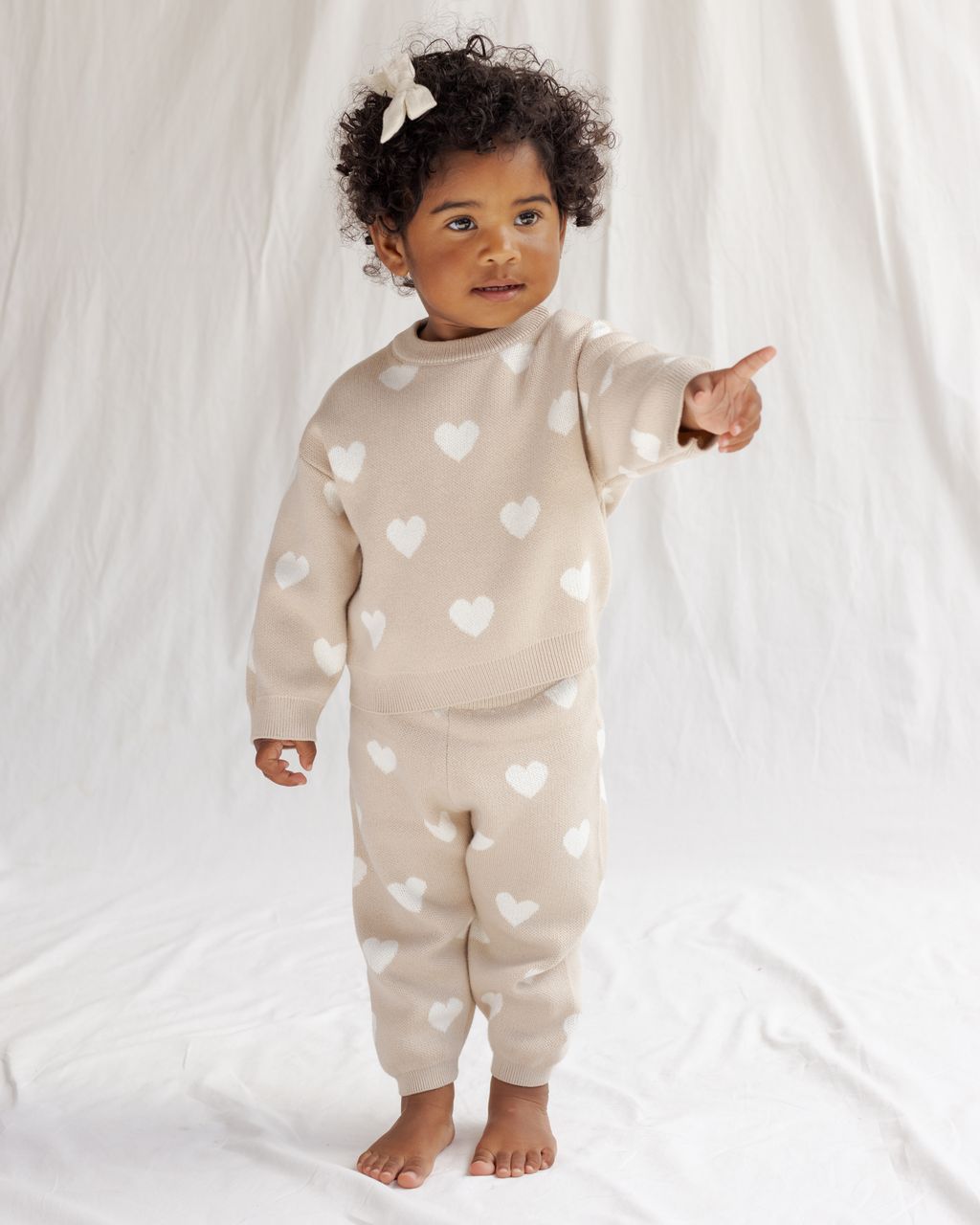 Heart Knit Pants in Oat