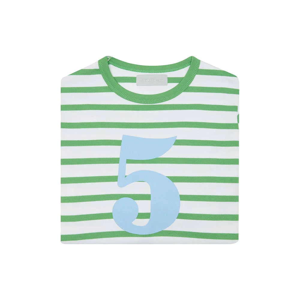 Grass Green & White Striped Numbers Shirt