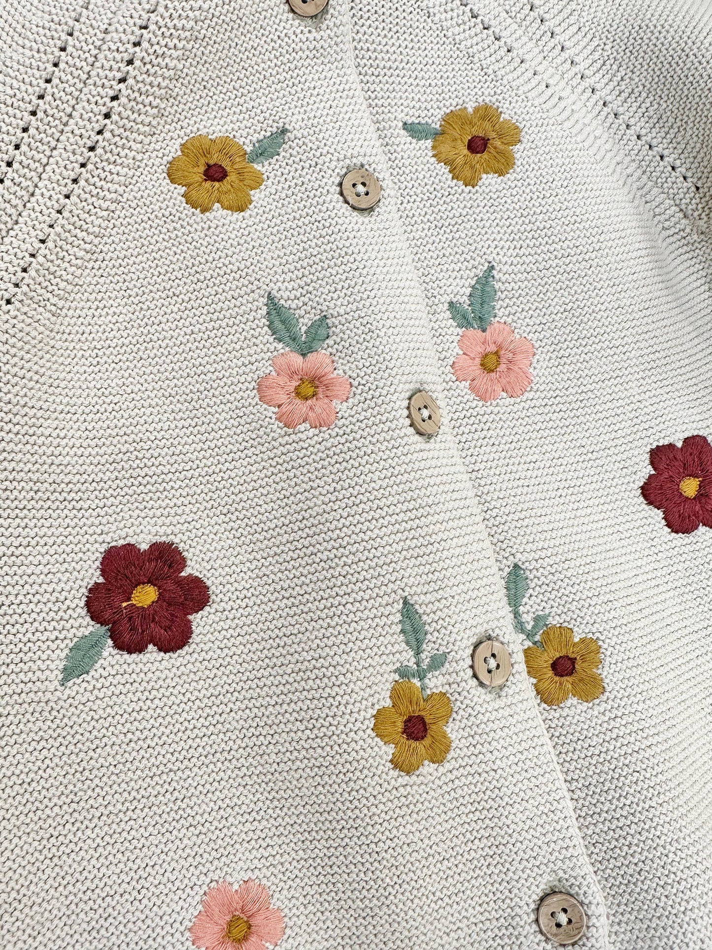 Floral Embroidered Knit Baby Cardigan