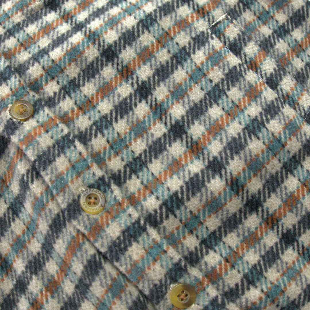 Beige and Teal Glen Hooded Plaid