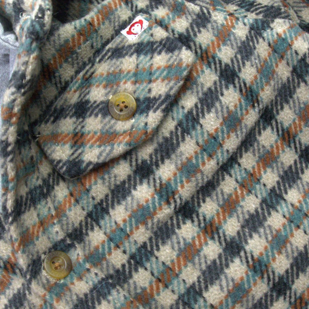 Beige and Teal Glen Hooded Plaid