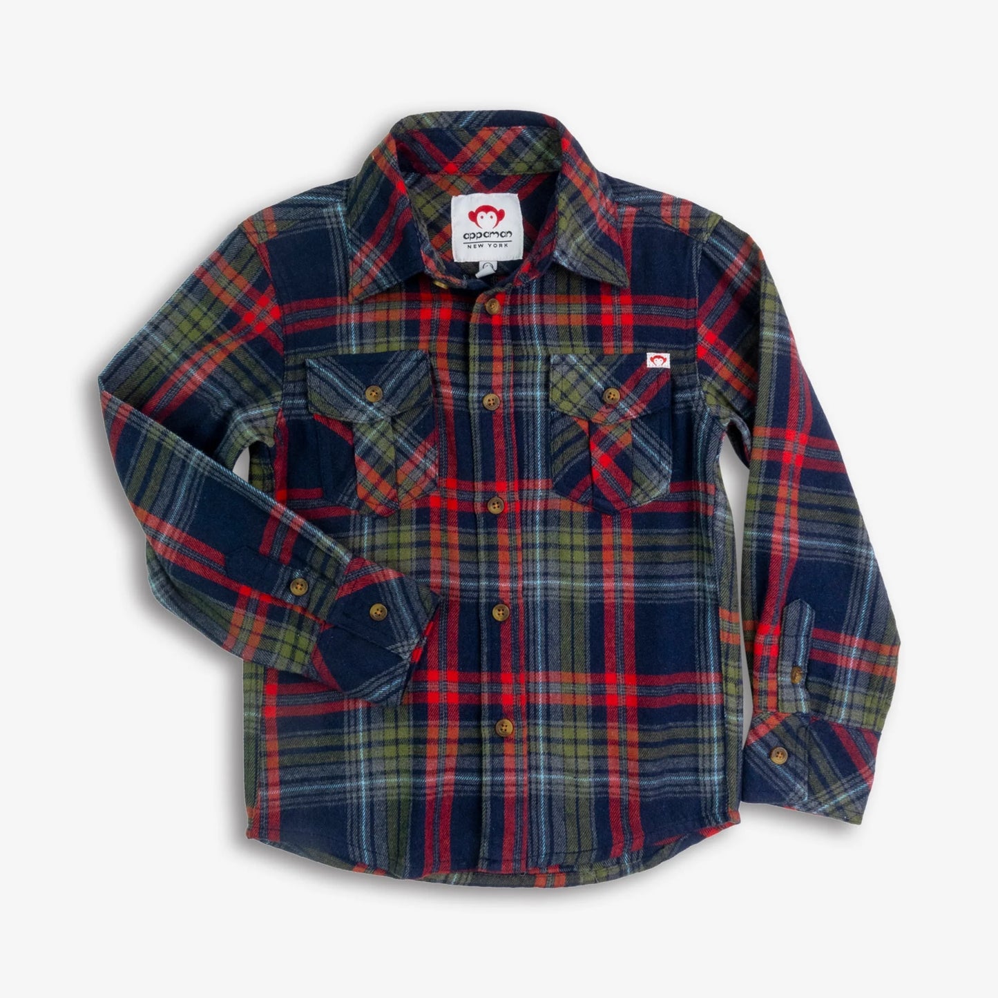 Navy Cranberry Plaid Flannel Shirt