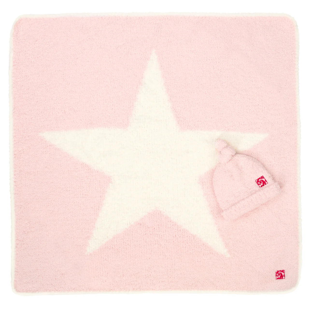 Pink/Creme Star with Cap Blanket