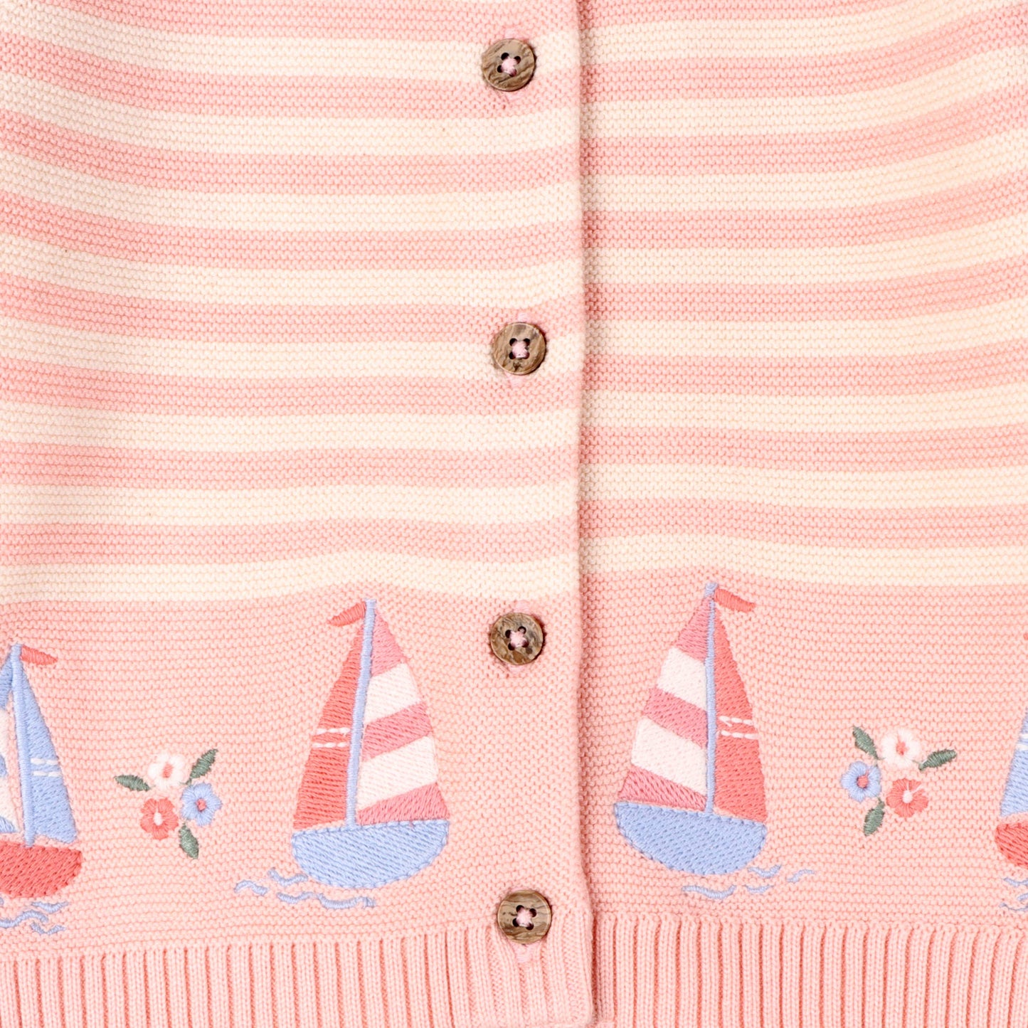 Stripe Sailboats Knit Cardigan