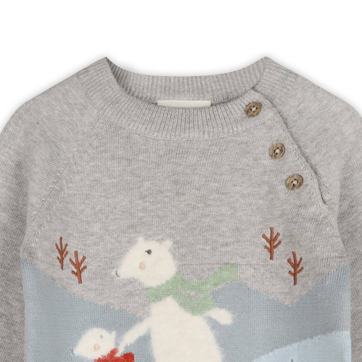 Skating Polar Bear Knit Baby Pullover