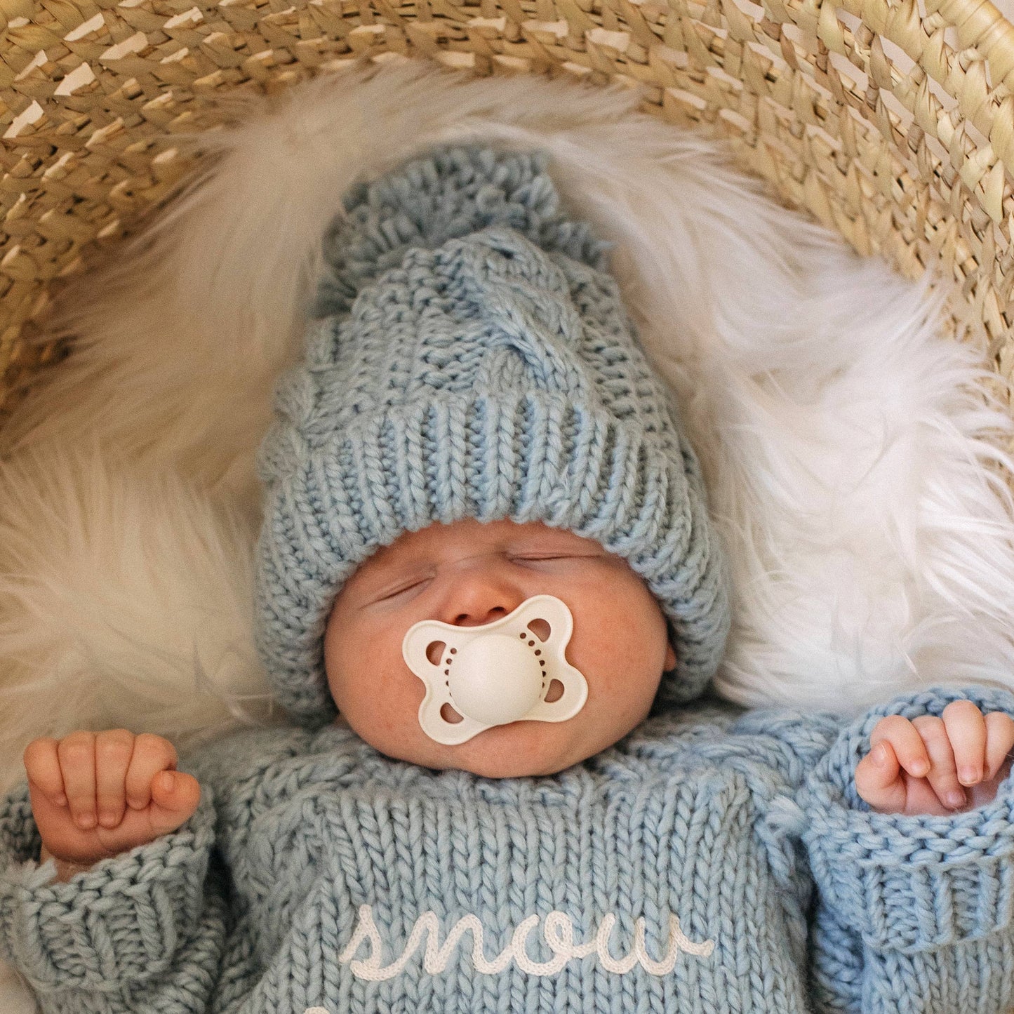 Blue Cable Beanie Knit Beanie