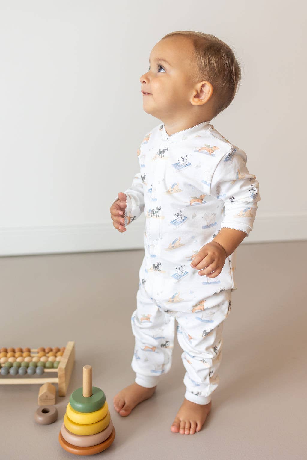 Ski Pups Boy Pima Baby Onesies Sleep & Play