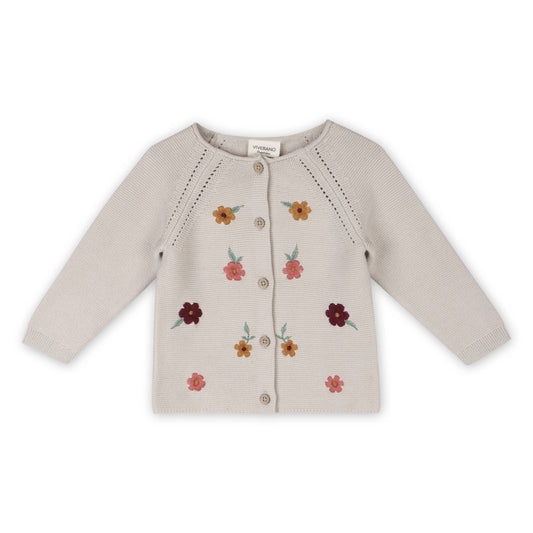 Floral Embroidered Knit Baby Cardigan