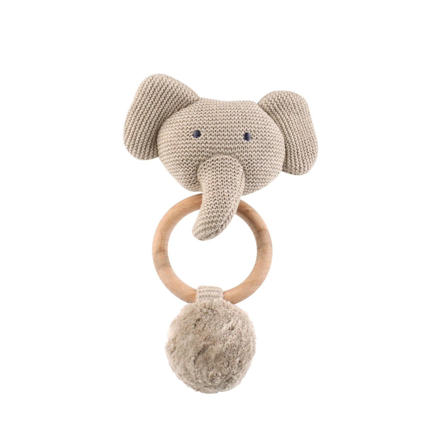 Organic Knit Elephant Rattle in Oatmeal