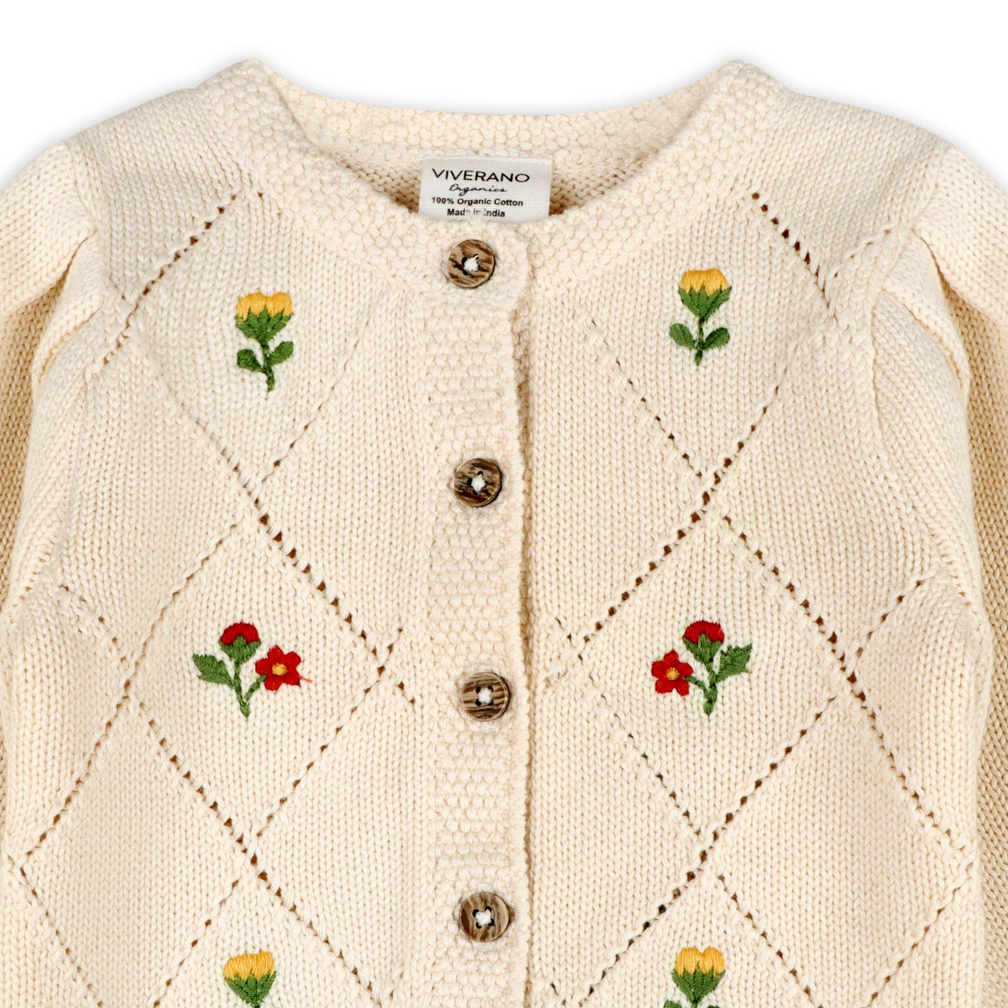 Floral Organic Knit Embroidered Cardigan