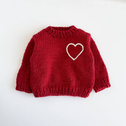 Heart Sweater Baby Kid Love Valentine Red Knit