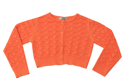 Orange Knit Cropped Cardigan