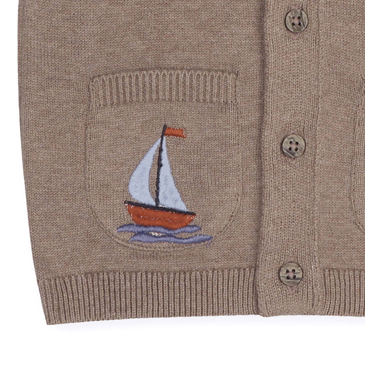 Sailboat Embroidered Pocket Knit Short Set