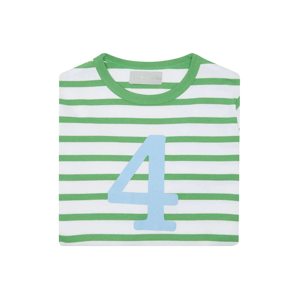 Grass Green & White Striped Numbers Shirt